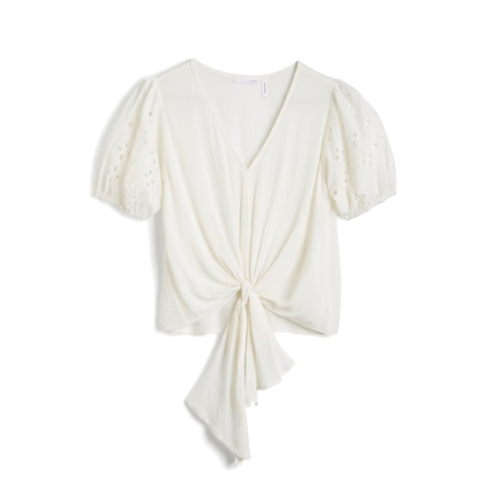 Rhee Eyelet Detail Tie Front Top